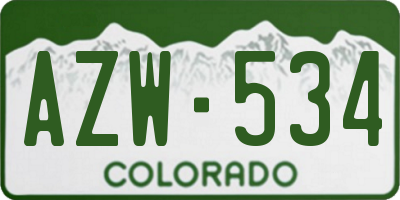 CO license plate AZW534