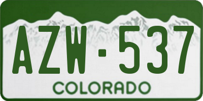 CO license plate AZW537