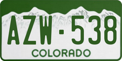 CO license plate AZW538