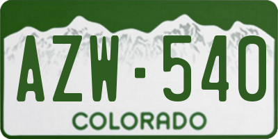 CO license plate AZW540