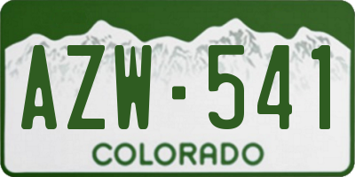 CO license plate AZW541