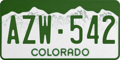 CO license plate AZW542