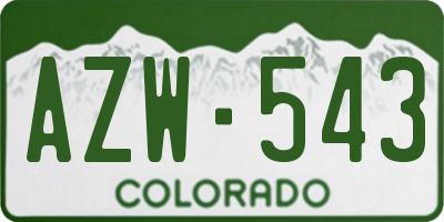 CO license plate AZW543