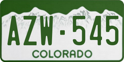 CO license plate AZW545