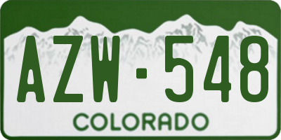 CO license plate AZW548