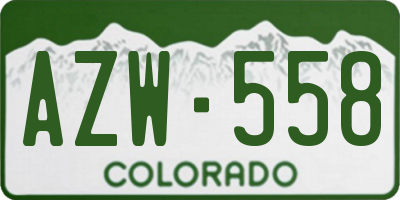 CO license plate AZW558