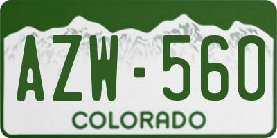 CO license plate AZW560