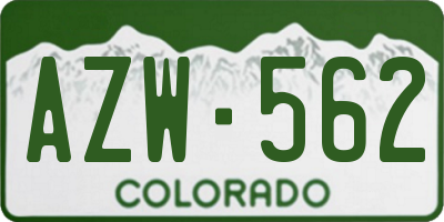 CO license plate AZW562