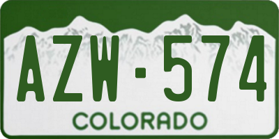 CO license plate AZW574