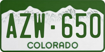 CO license plate AZW650