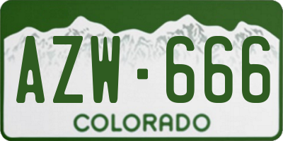 CO license plate AZW666