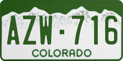 CO license plate AZW716