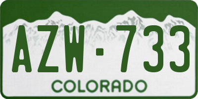 CO license plate AZW733