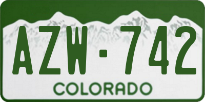 CO license plate AZW742