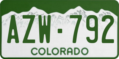 CO license plate AZW792