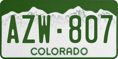 CO license plate AZW807