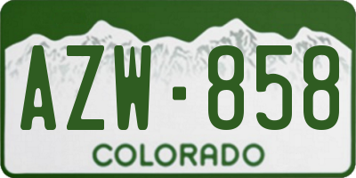 CO license plate AZW858