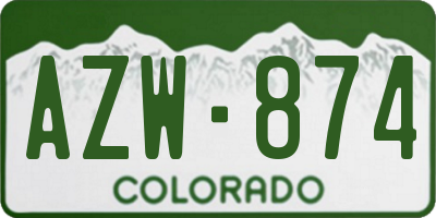 CO license plate AZW874