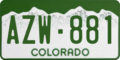 CO license plate AZW881