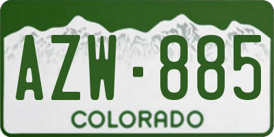 CO license plate AZW885