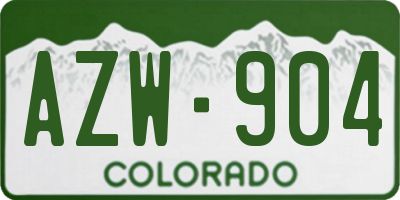 CO license plate AZW904