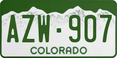 CO license plate AZW907