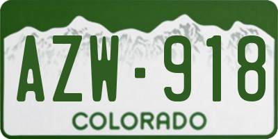 CO license plate AZW918