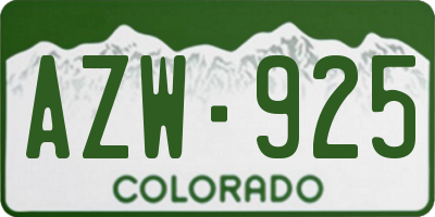 CO license plate AZW925