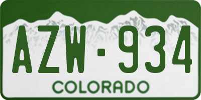 CO license plate AZW934