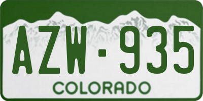 CO license plate AZW935