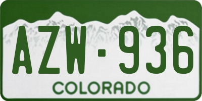 CO license plate AZW936