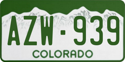 CO license plate AZW939