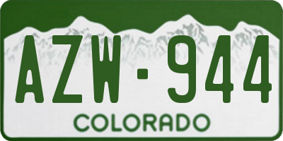 CO license plate AZW944