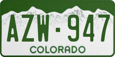 CO license plate AZW947