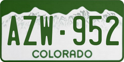 CO license plate AZW952
