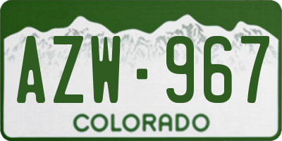 CO license plate AZW967