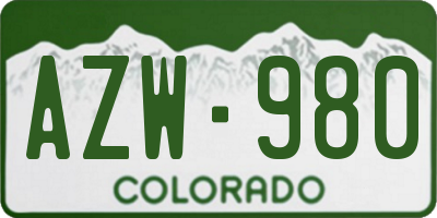 CO license plate AZW980