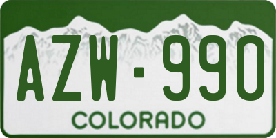 CO license plate AZW990