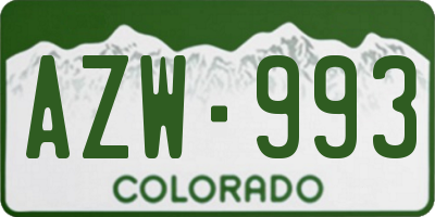 CO license plate AZW993