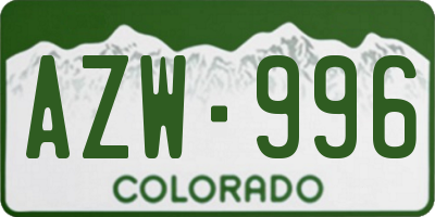 CO license plate AZW996