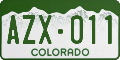 CO license plate AZX011