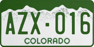 CO license plate AZX016