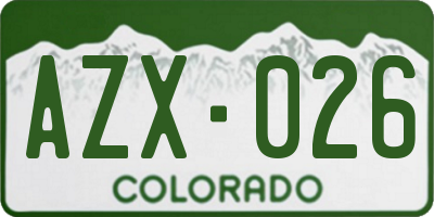 CO license plate AZX026