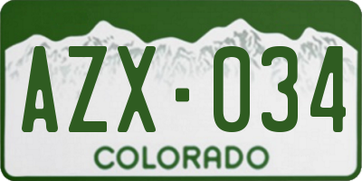 CO license plate AZX034