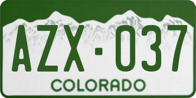 CO license plate AZX037