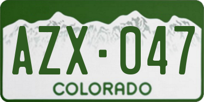 CO license plate AZX047