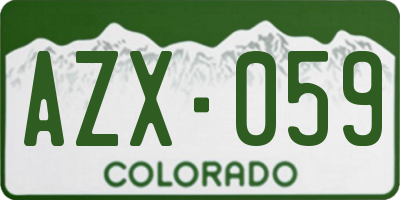 CO license plate AZX059