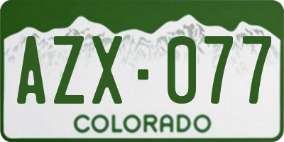 CO license plate AZX077