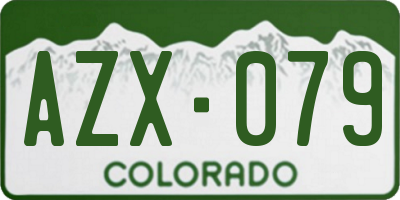 CO license plate AZX079