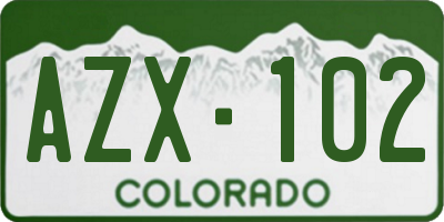 CO license plate AZX102